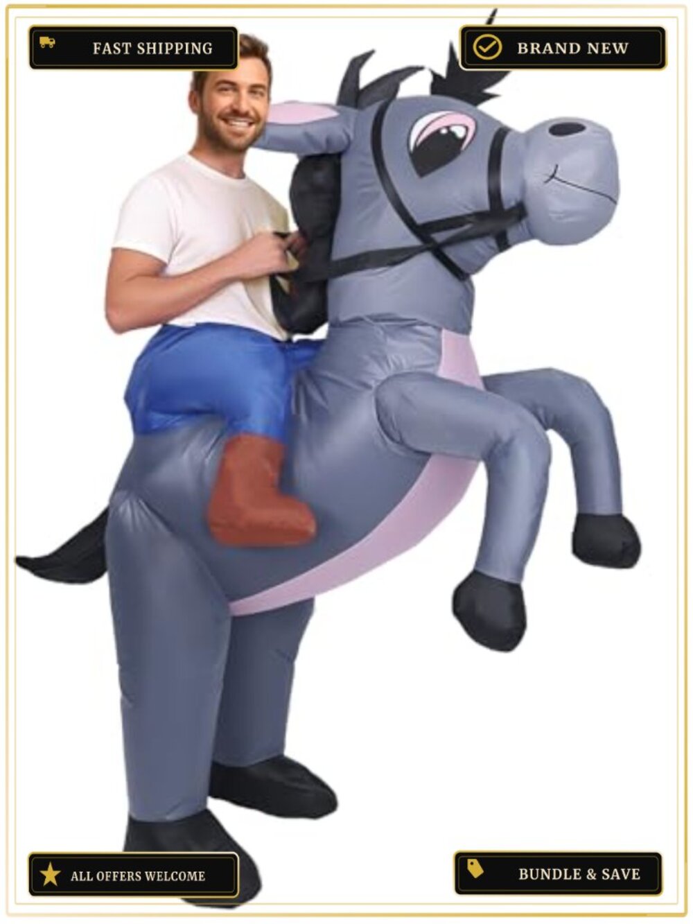 Inflatable Donkey Costume Adult Funny Halloween Cosplay Blow Up Suit